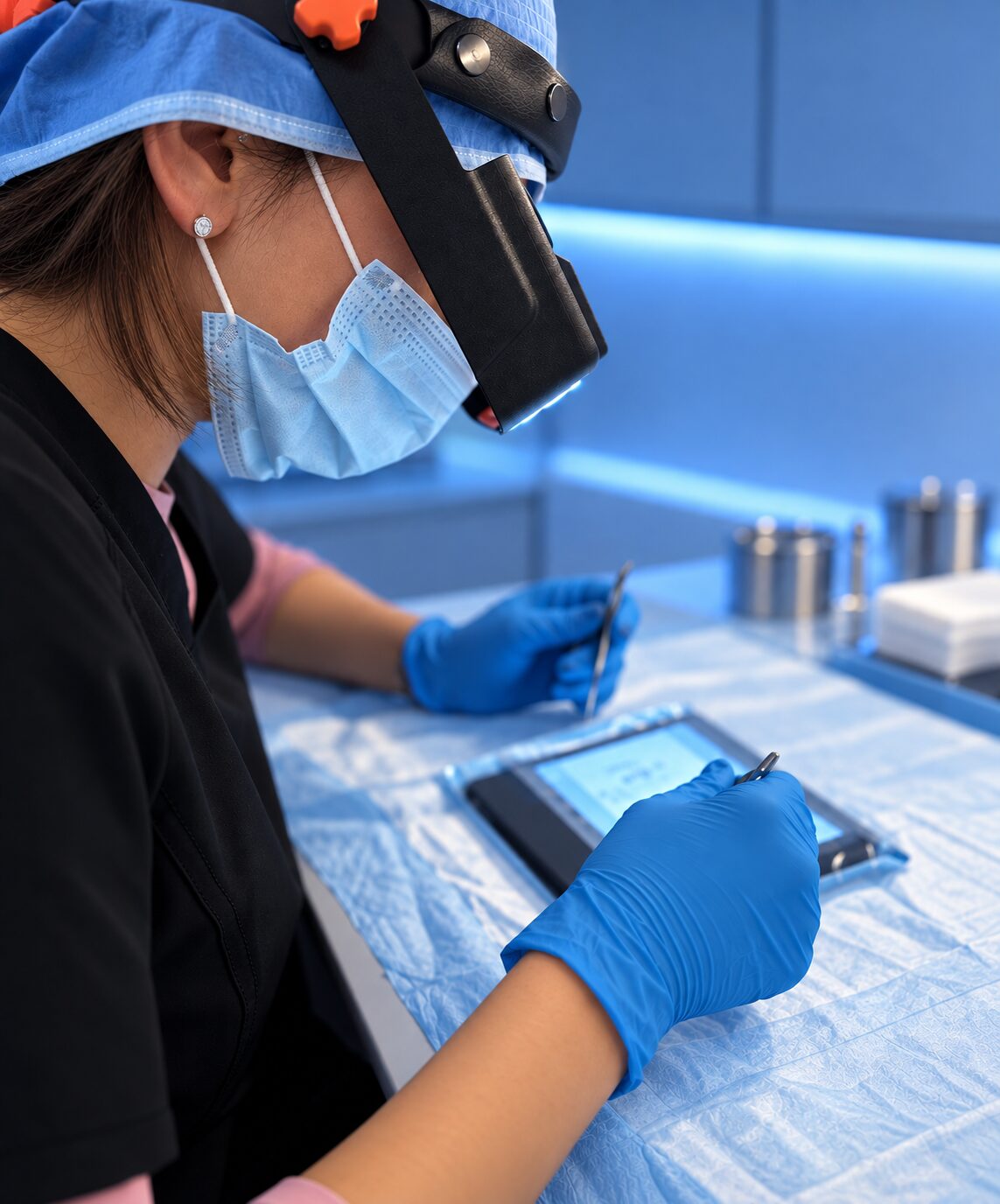 Close-up of a woman's part line before FUE hair restoration in Tennessee